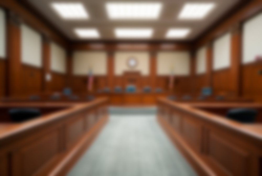 blurred view of an empty courtroom